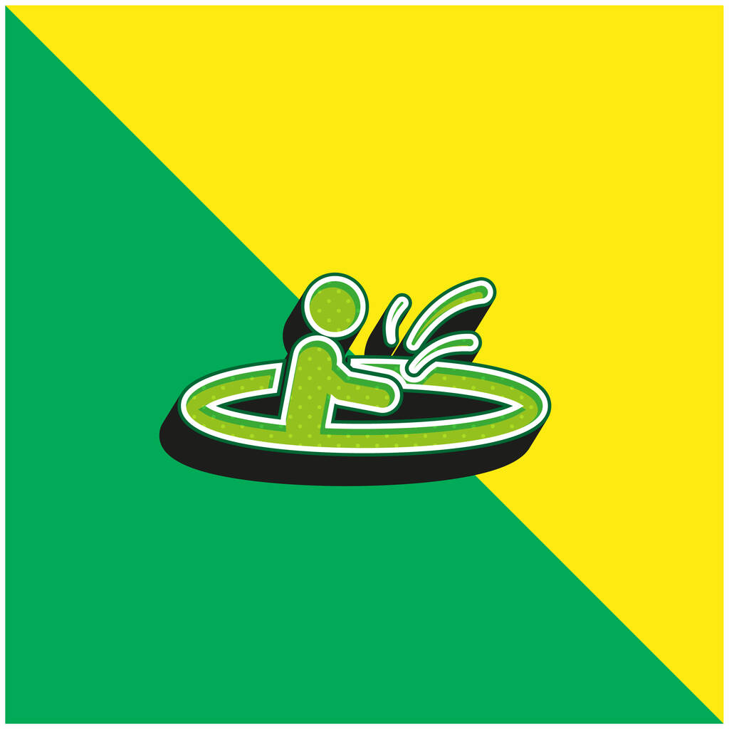 Plage Jouer Vert et jaune moderne logo icône vectorielle 3d - Vecteur, image
