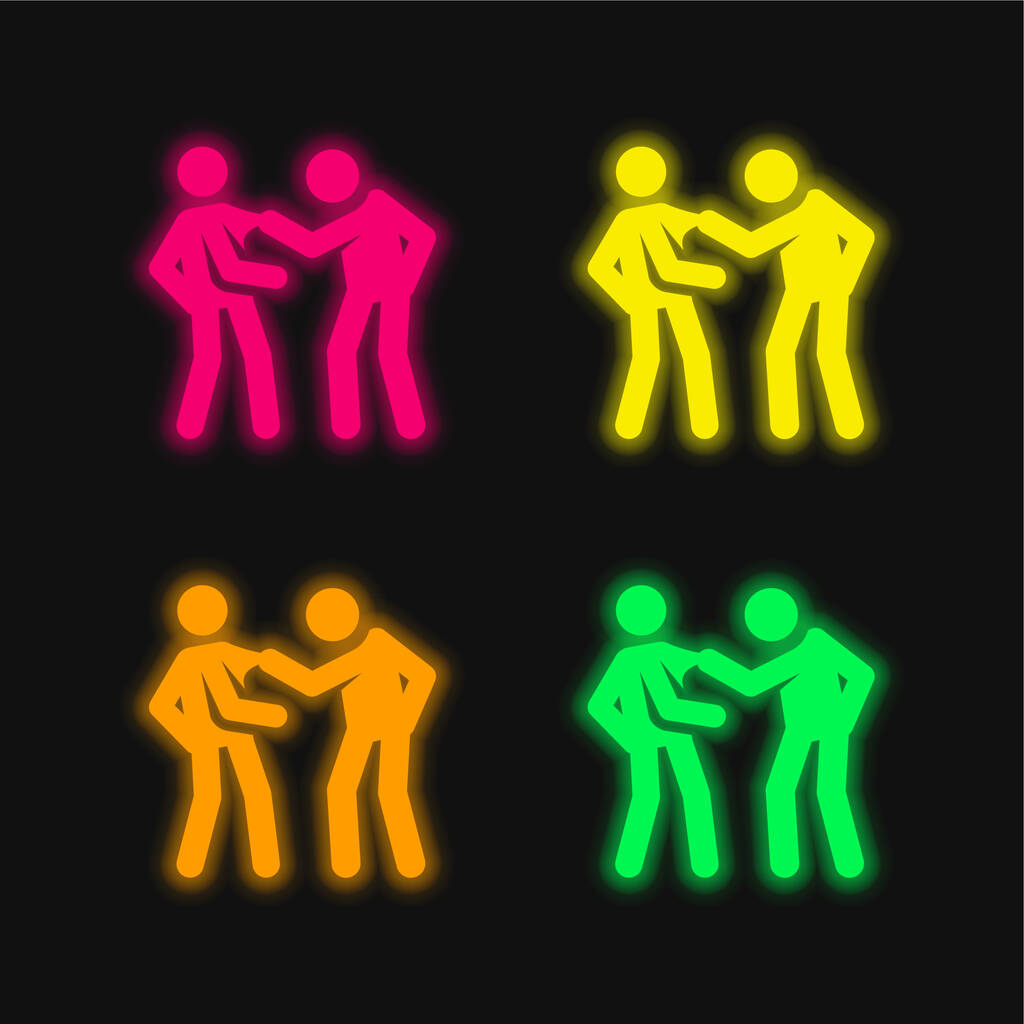 Οργή τεσσάρων χρωμάτων λαμπερό εικονίδιο διάνυσμα νέον - Διάνυσμα, εικόνα