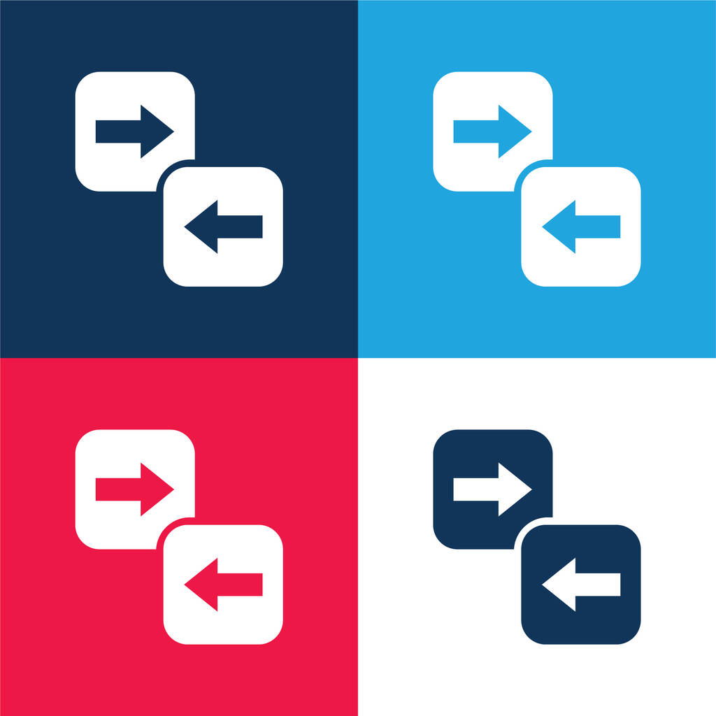 Flecha Instrucciones azul y rojo de cuatro colores mínimo icono conjunto - Vector, imagen