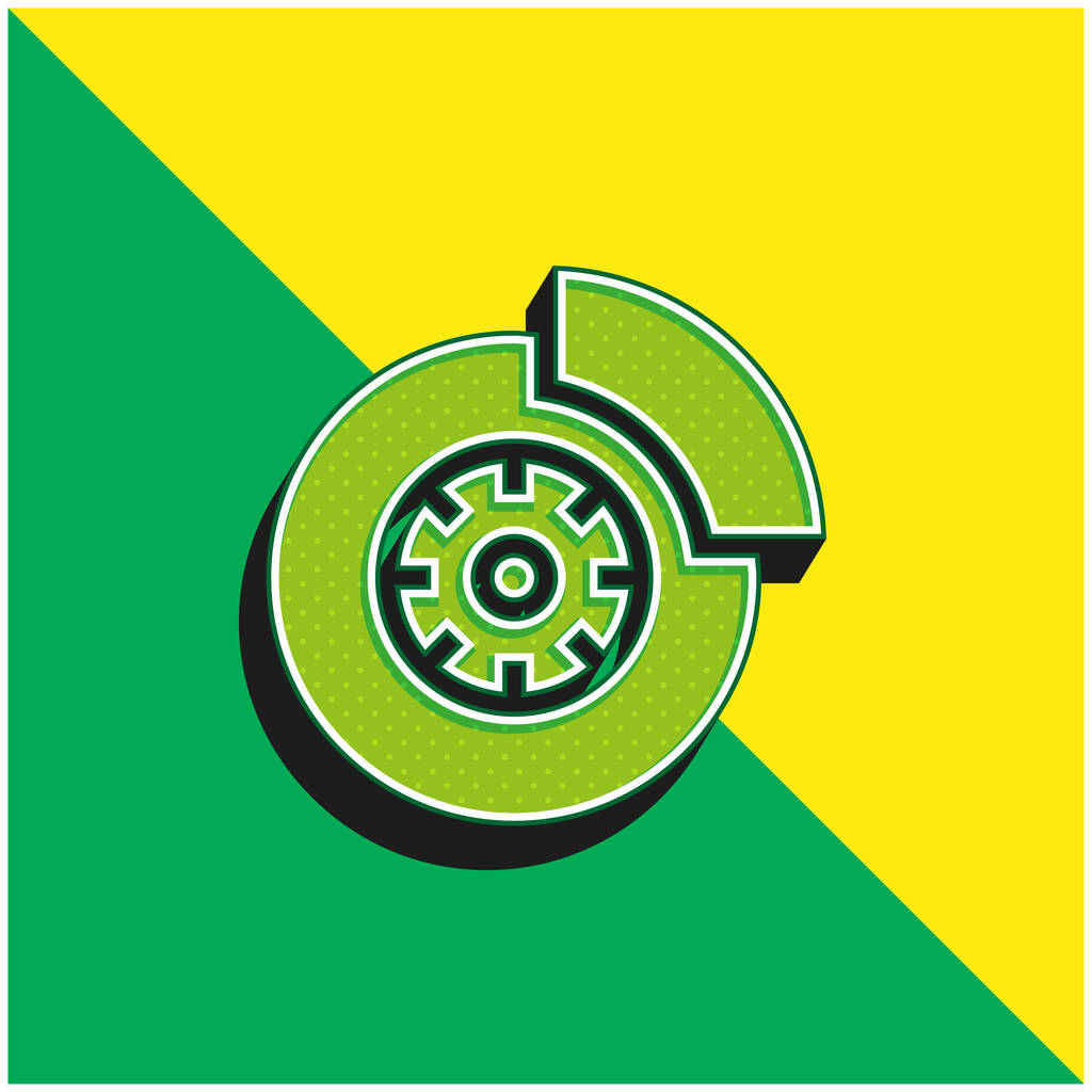 Freio verde e amarelo moderno logotipo vetor 3d ícone - Vetor, Imagem