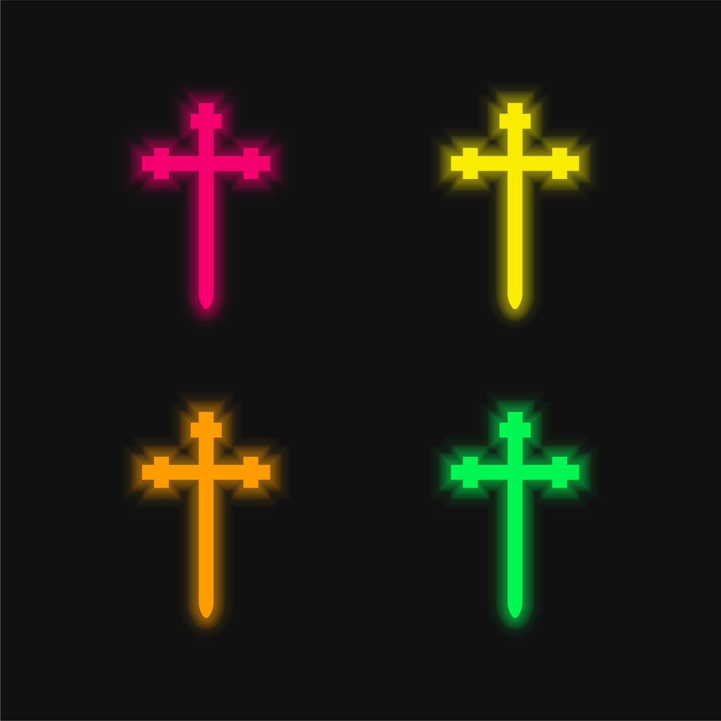 Aaronic Order Church négy színű izzó neon vektor ikon - Vektor, kép