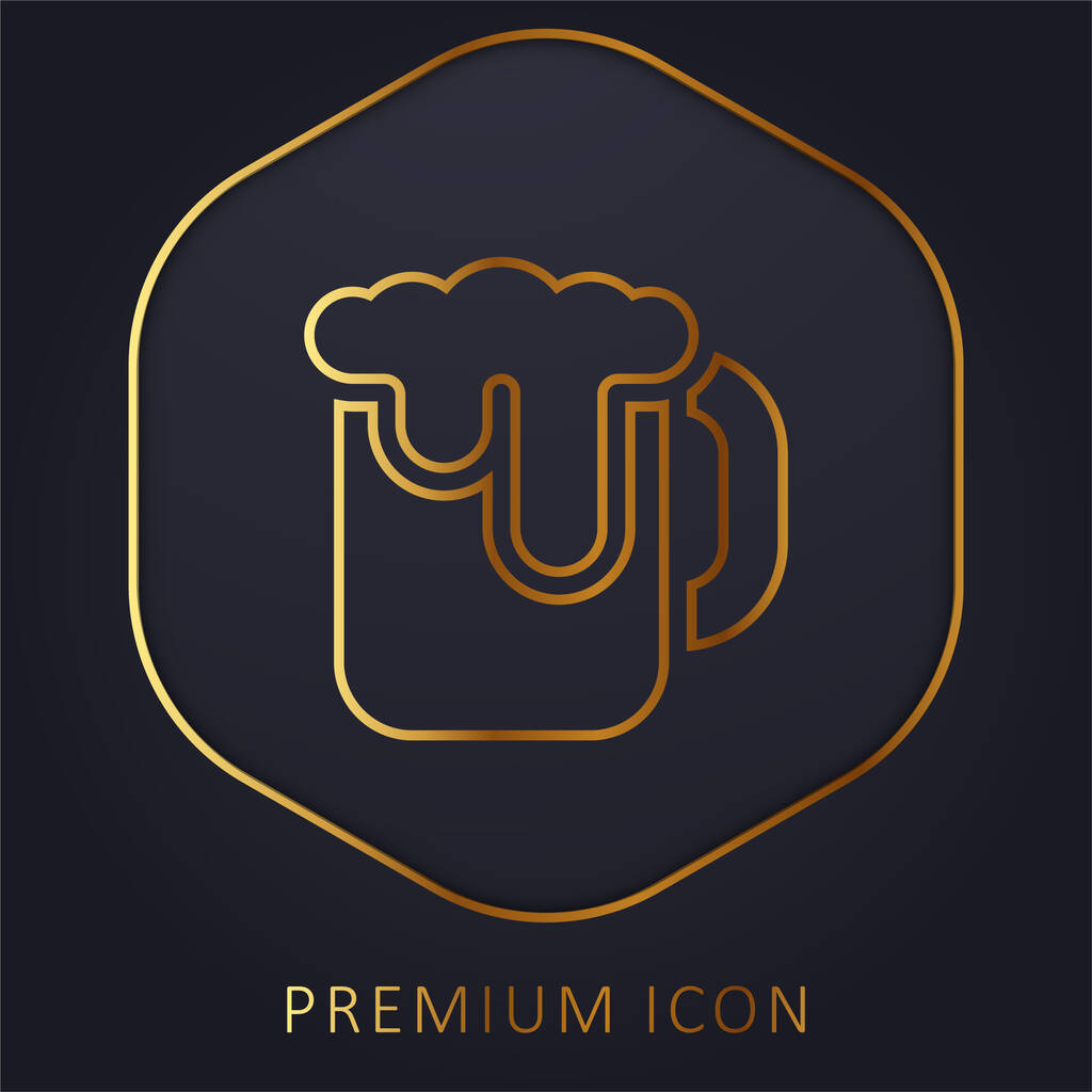 Caneca de cerveja linha dourada logotipo premium ou ícone - Vetor, Imagem