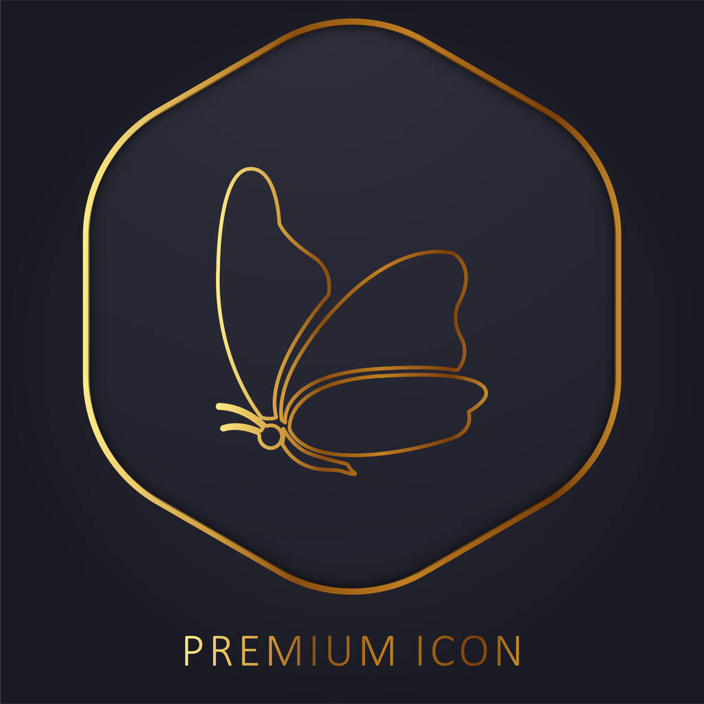 Big Wing Butterfly golden line premium logo or icon - Vector, Image