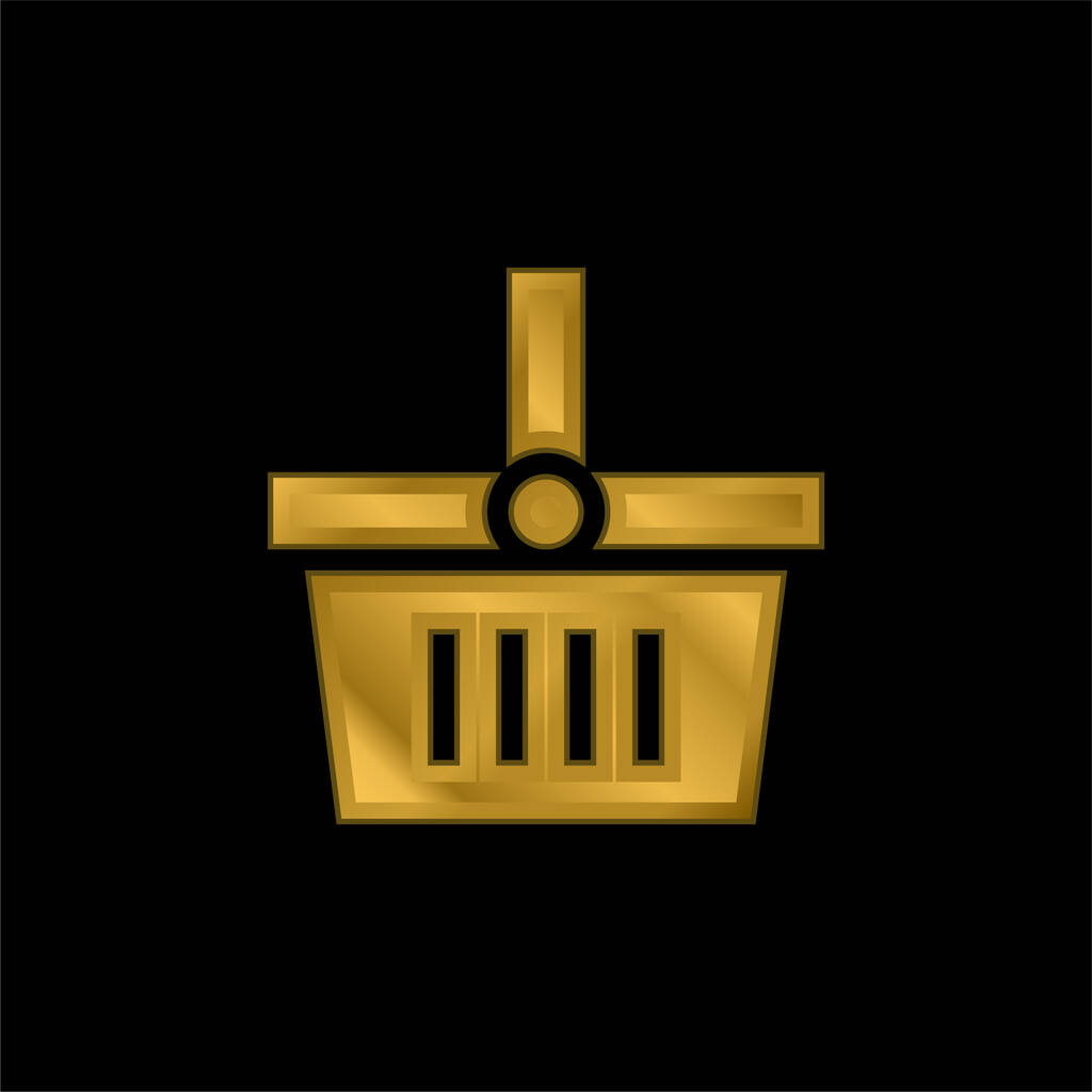 Cesta chapado en oro icono metálico o logo vector - Vector, Imagen