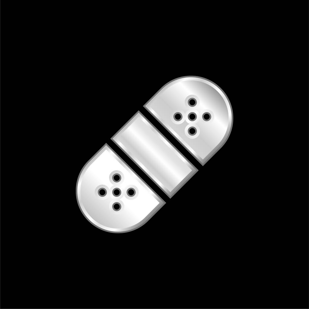 Band Aid plateado icono metálico - Vector, Imagen