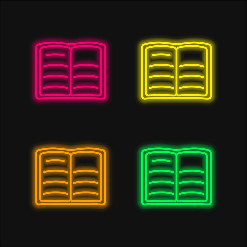 Книга відкритого тексту Начерк чотирьох кольорів, що світяться неоном Векторна піктограма
 - Вектор, зображення