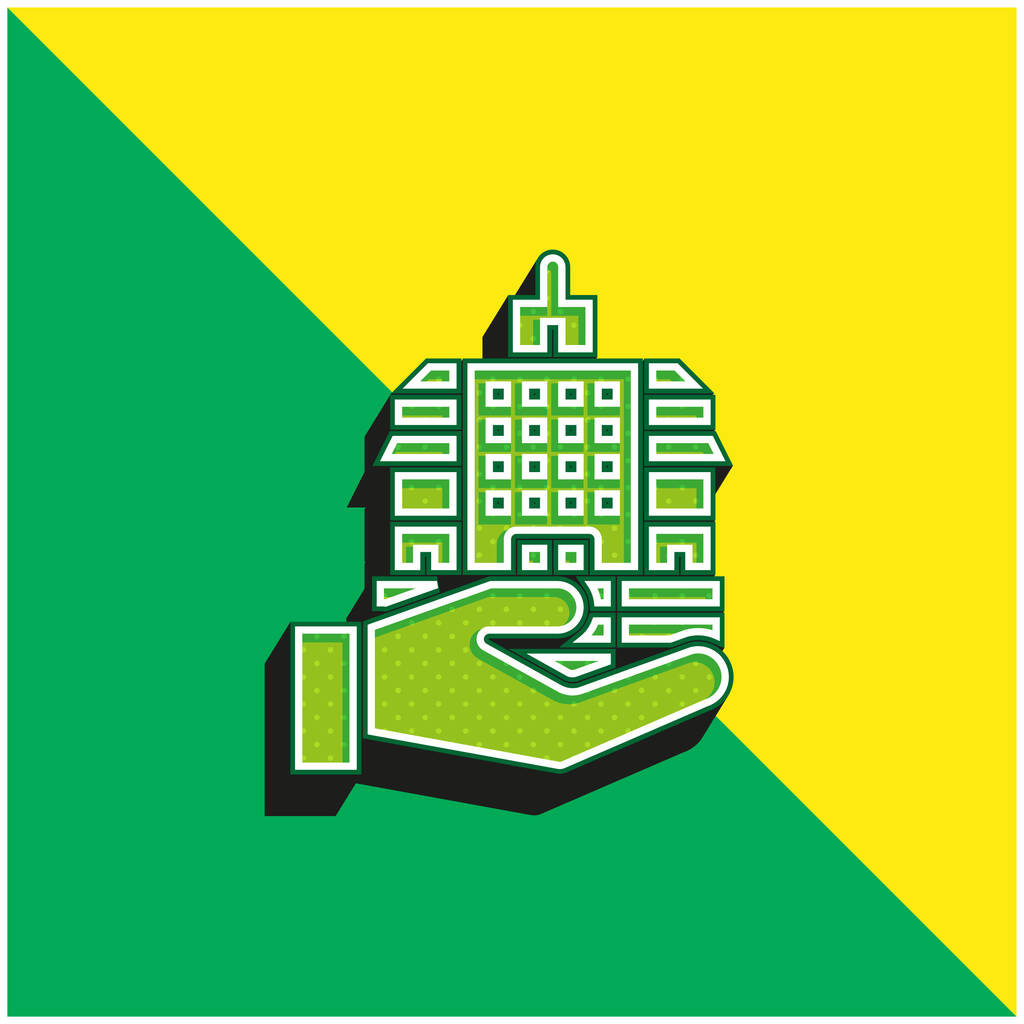 Banco Verde y amarillo moderno vector 3d icono del logotipo - Vector, Imagen