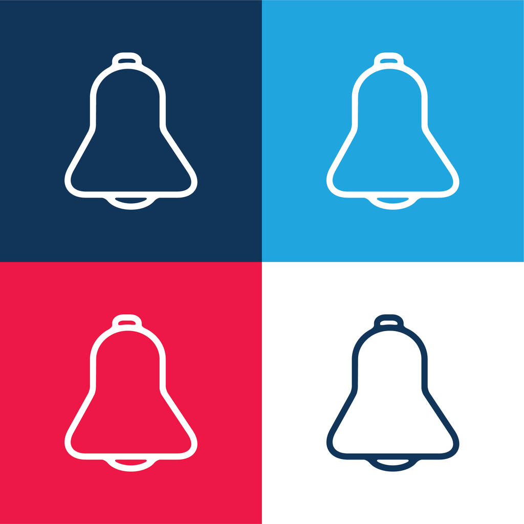 Bell Outline Interface Symbool blauw en rood vier kleuren minimale pictogram set - Vector, afbeelding