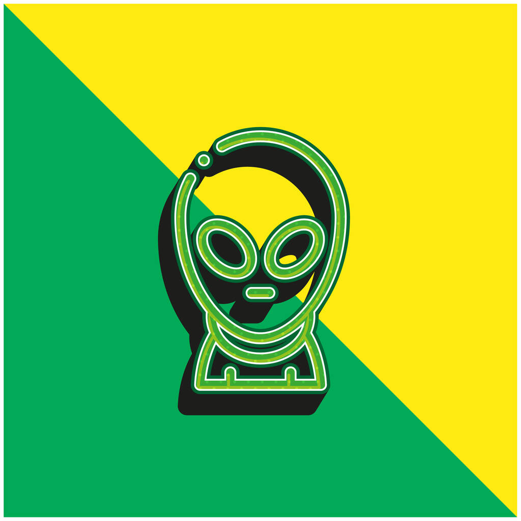 Logo d'icône vectoriel 3D moderne vert et jaune Alien - Vecteur, image