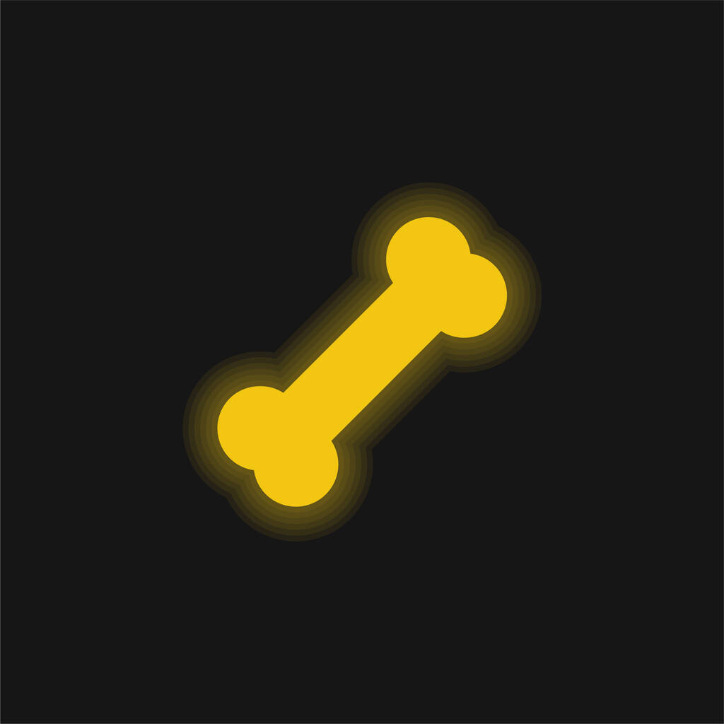 Icône néon jaune brillant os - Vecteur, image