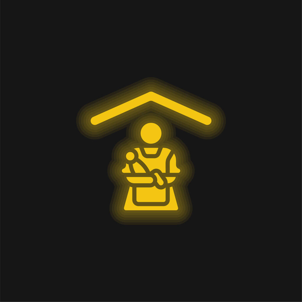 Babysititting sárga izzó neon ikon - Vektor, kép