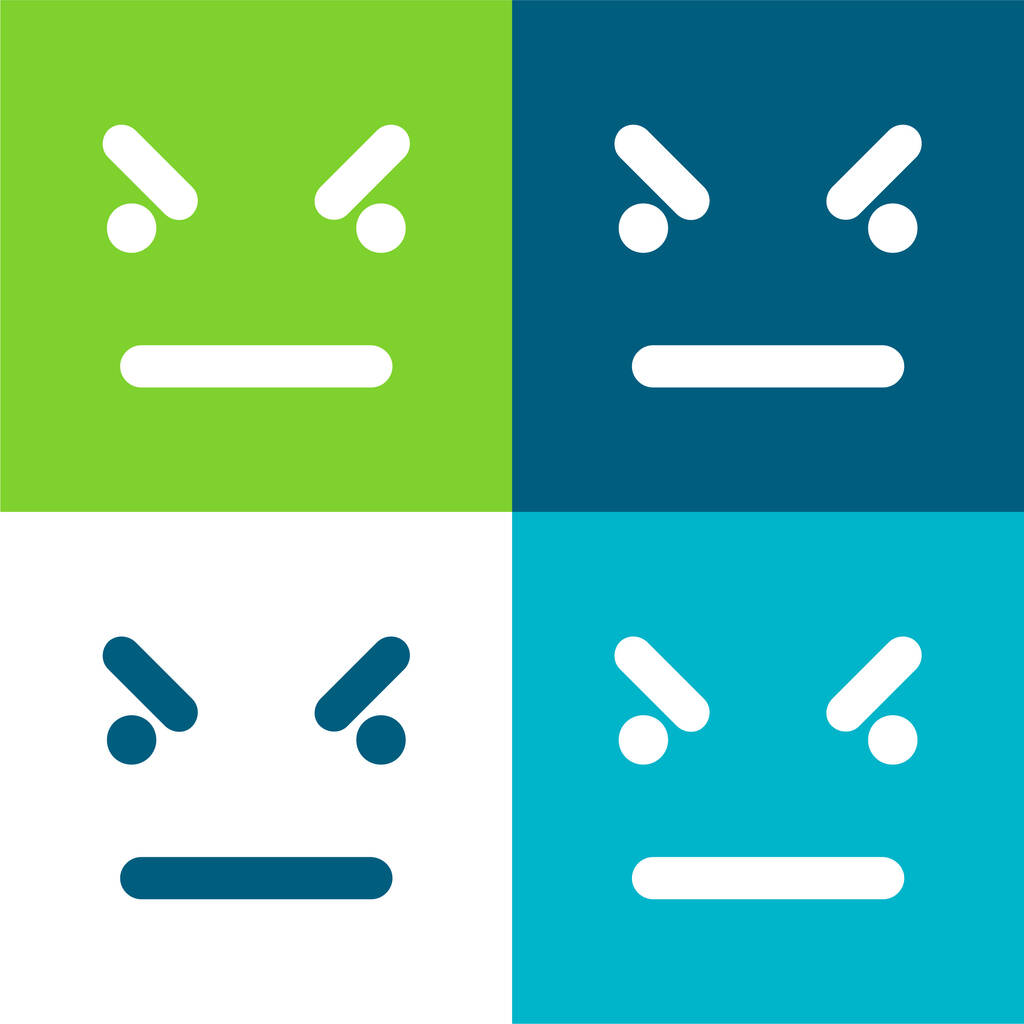 Mal Emoticon cara cuadrada plana de cuatro colores mínimo icono conjunto - Vector, imagen