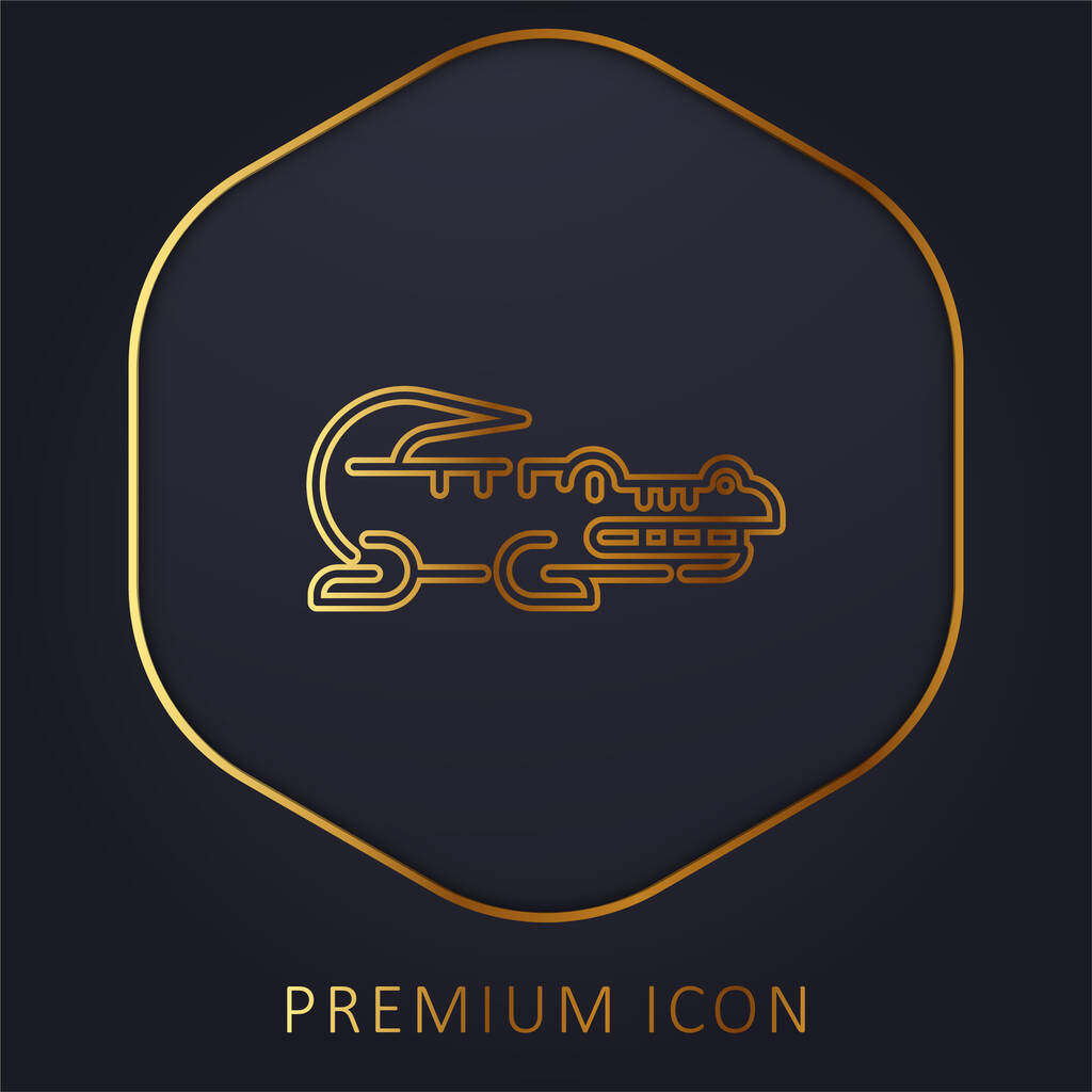 Alligator ligne d'or logo premium ou icône - Vecteur, image