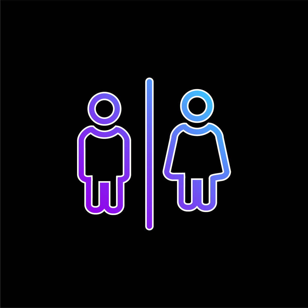 Badezimmer für Männer und Frauen Umrisse Zeichen blaues Gradientenvektorsymbol - Vektor, Bild