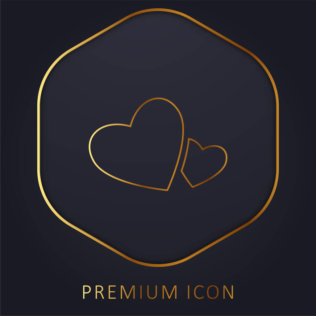 Logo o icono premium de línea dorada Big And Small Hearts - Vector, Imagen
