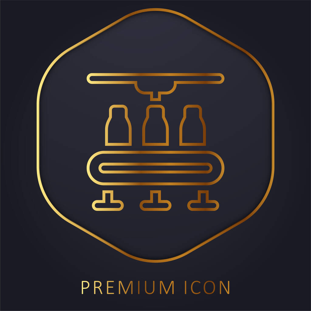 Botellas línea dorada logotipo premium o icono - Vector, Imagen