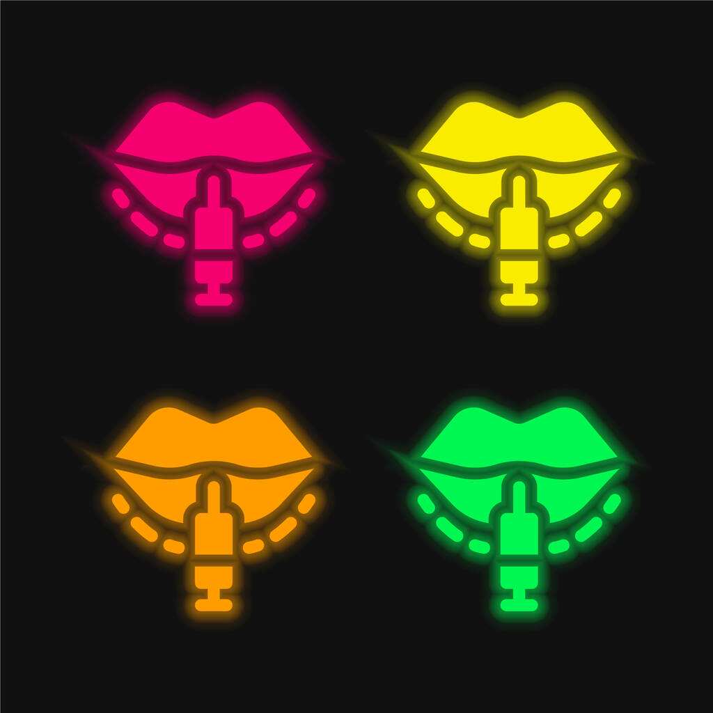 Botox neljä väriä hehkuva neon vektori kuvake - Vektori, kuva