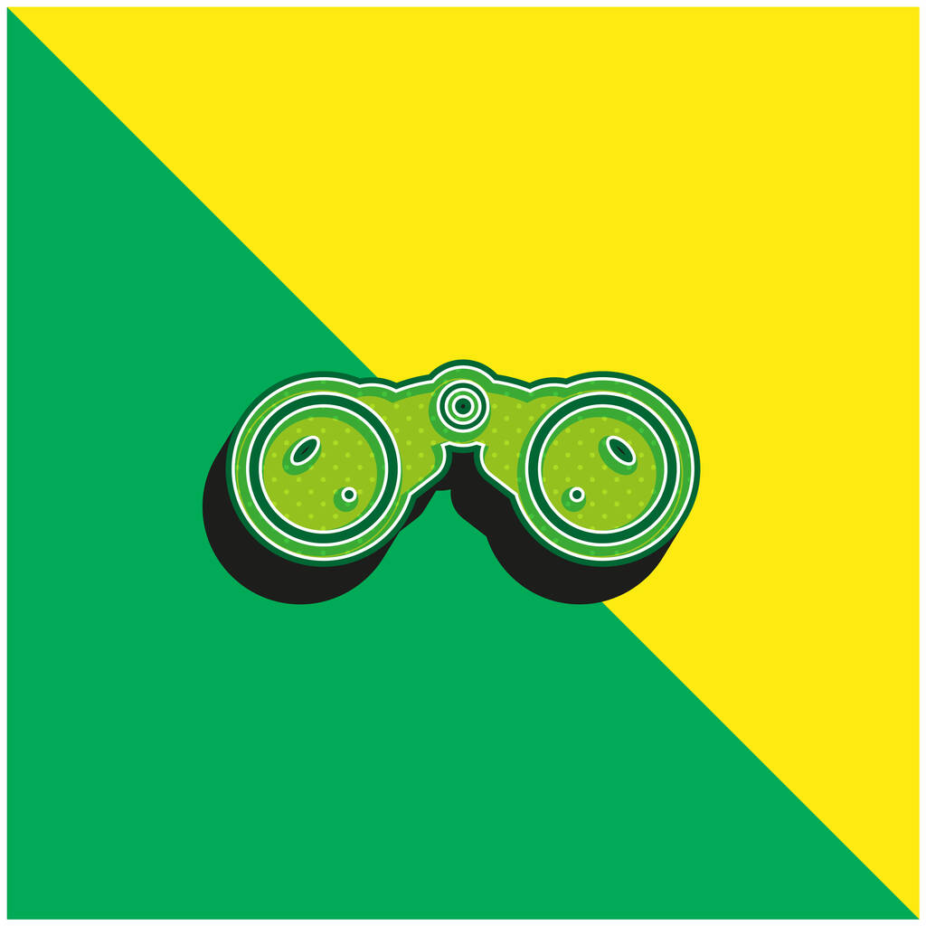 Binocular Verde e amarelo moderno logotipo vetor 3d ícone - Vetor, Imagem