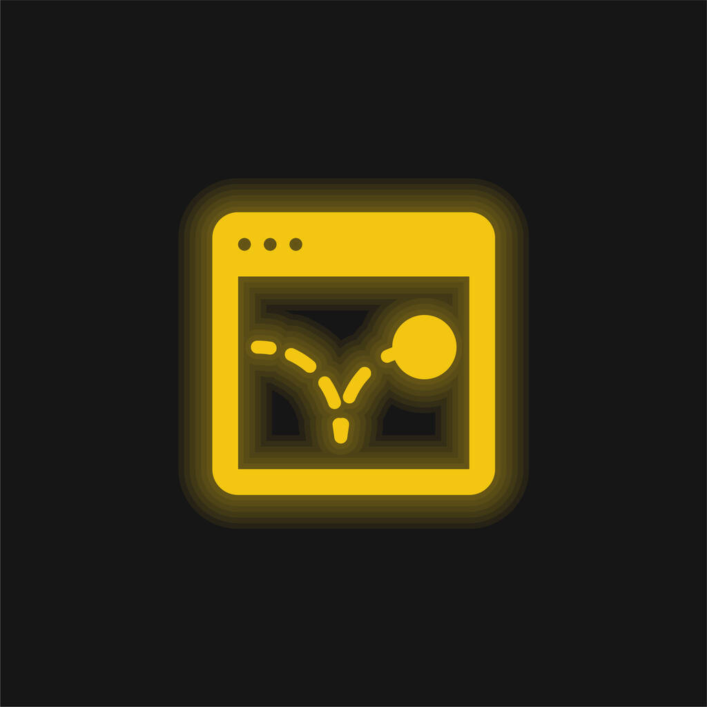 Bounce amarelo brilhante ícone de néon - Vetor, Imagem