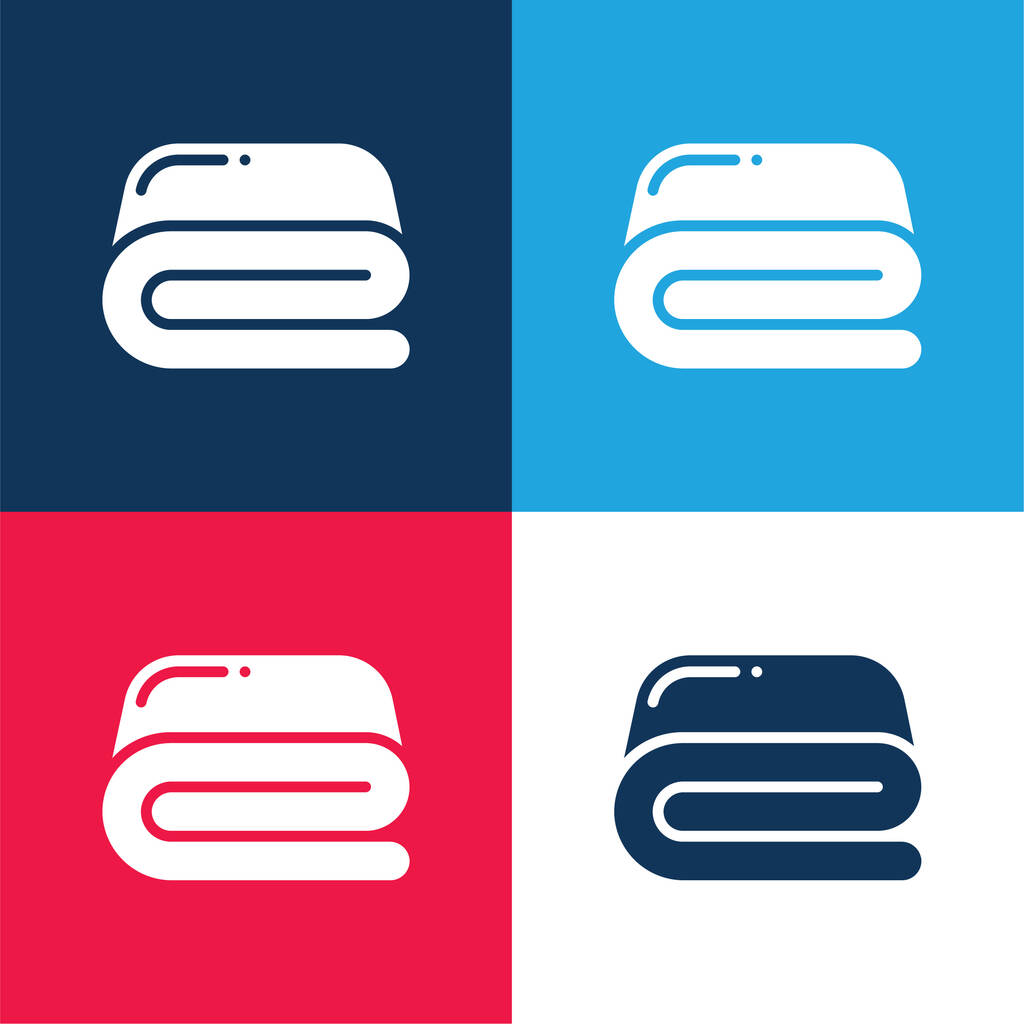 Feuilles de lit bleu et rouge quatre couleurs minimum icône ensemble - Vecteur, image