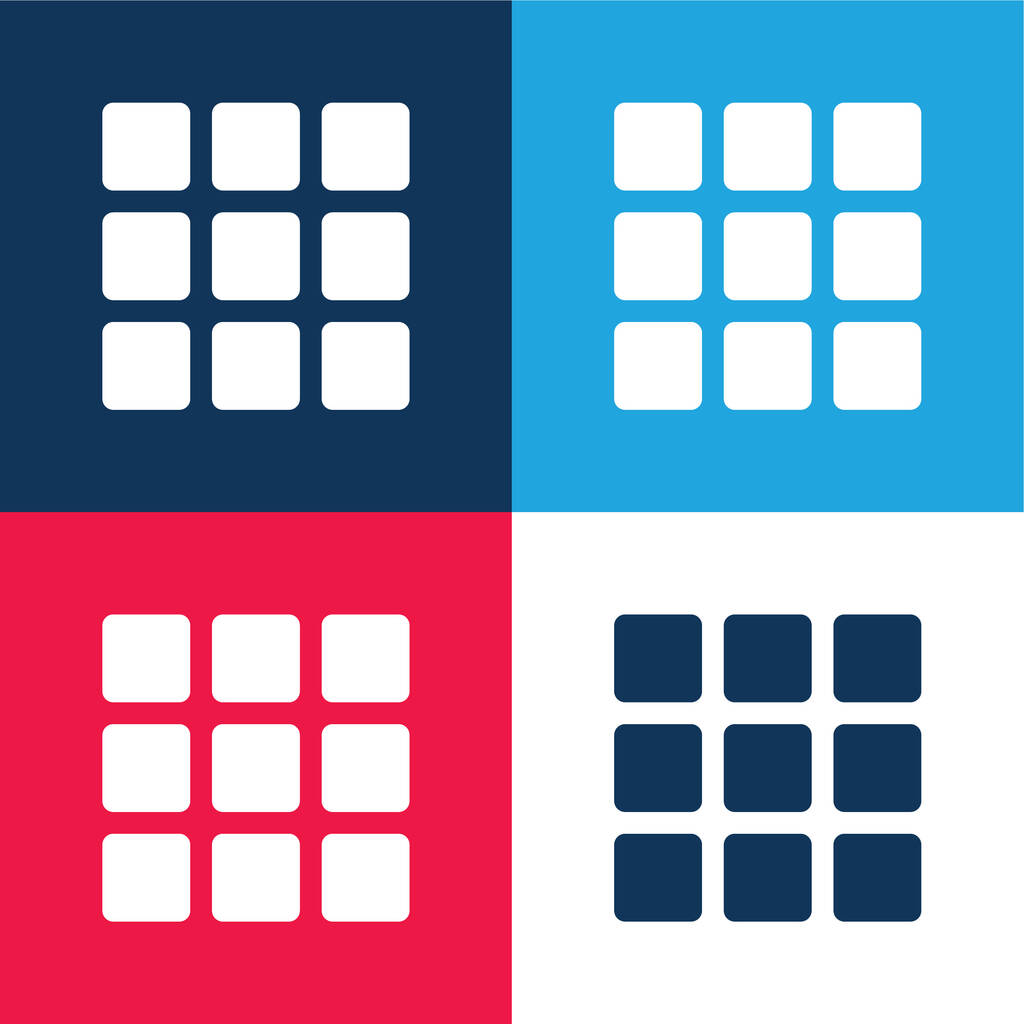 Apps blue and red four color minimal icon set - Vector, Image