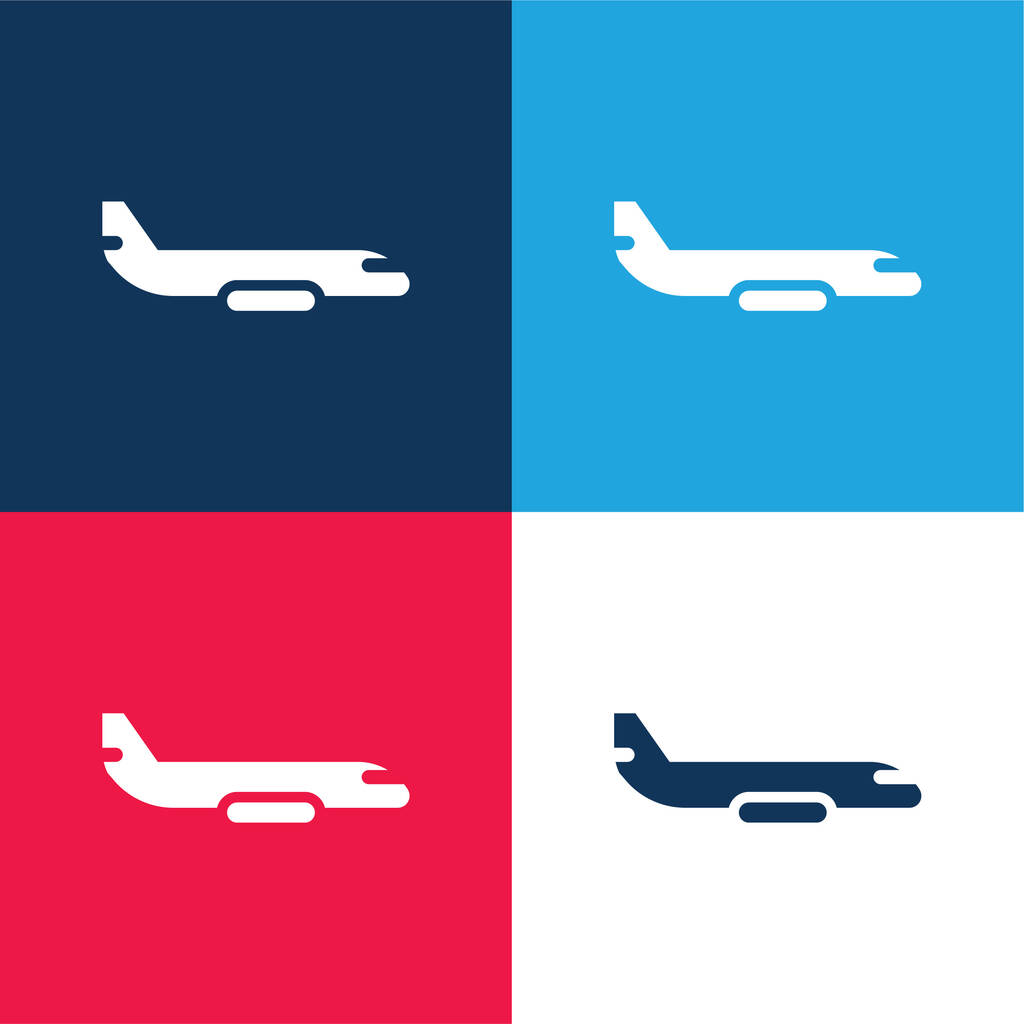 Aeroplani blu e rosso quattro colori set icona minima - Vettoriali, immagini