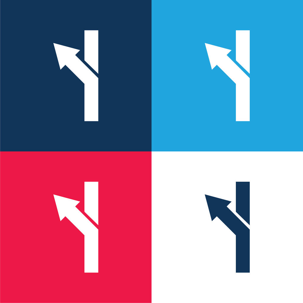 Forma de seta girando para esquerda azul e vermelho conjunto de ícones mínimos de quatro cores - Vetor, Imagem