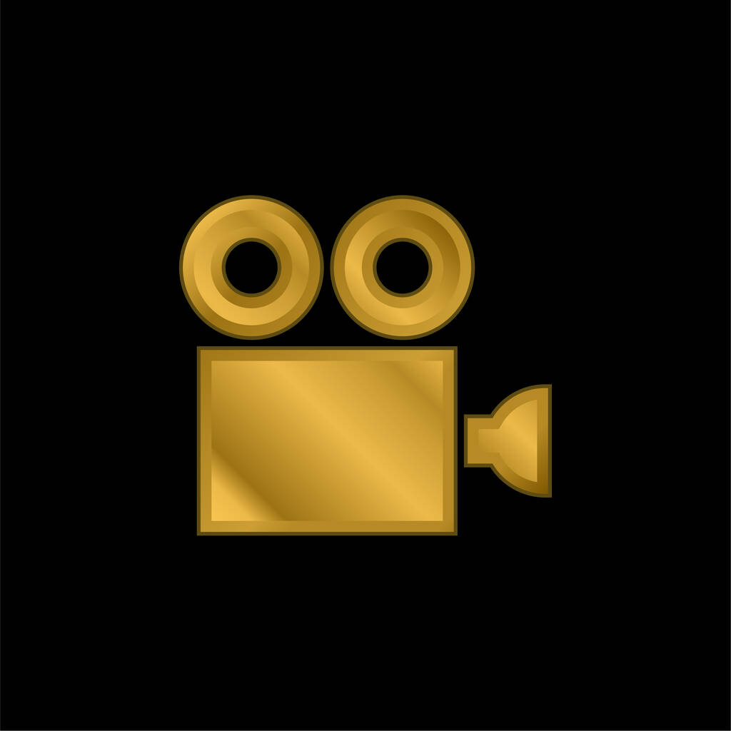 Cámara de cine antiguo chapado en oro icono metálico o logo vector - Vector, Imagen