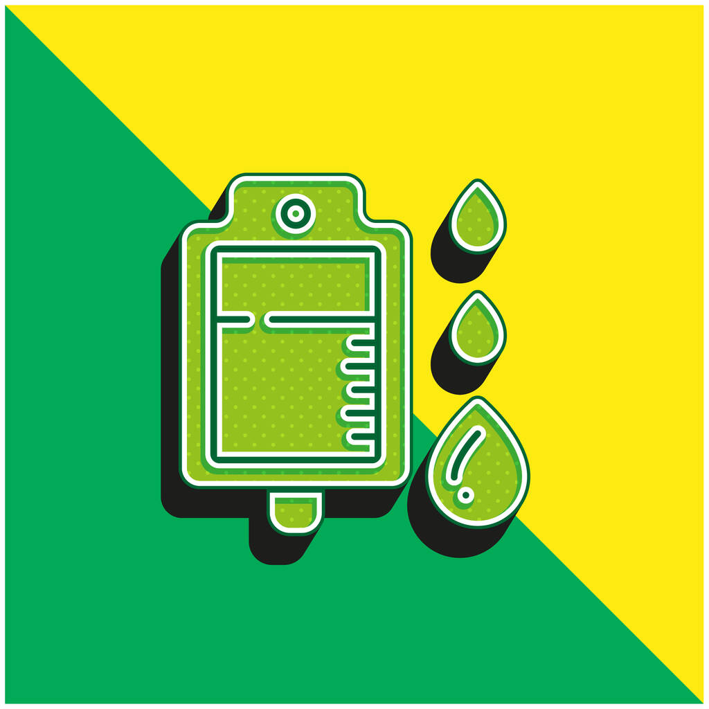 Bolso de sangre verde y amarillo moderno vector 3d icono logotipo - Vector, Imagen