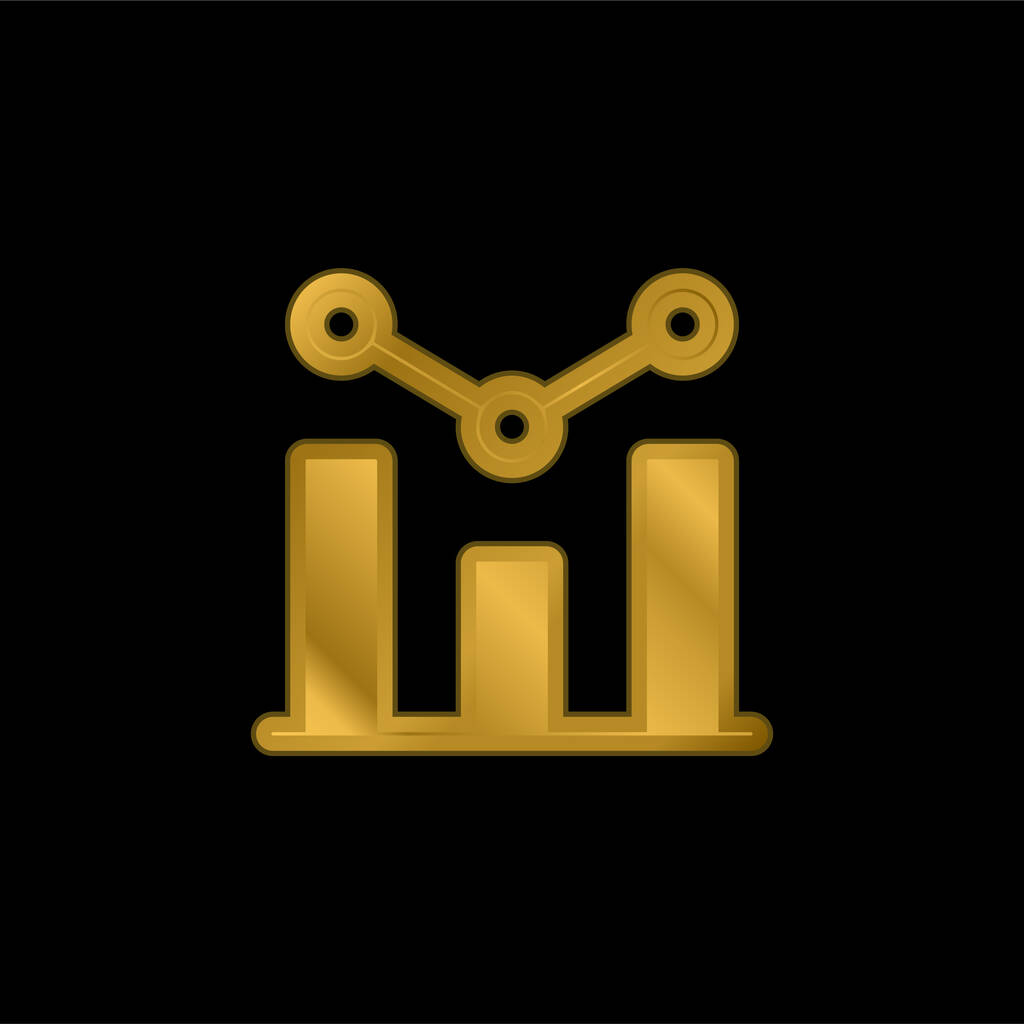 Análisis chapado en oro icono metálico o vector de logotipo - Vector, imagen