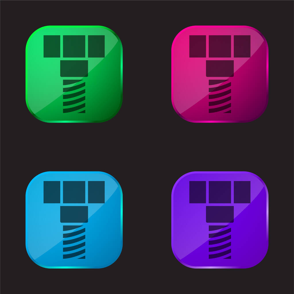 Parafuso quatro cor ícone botão de vidro - Vetor, Imagem