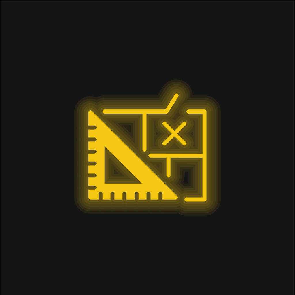 Blueprint yellow glowing neon icon - Vector, Image
