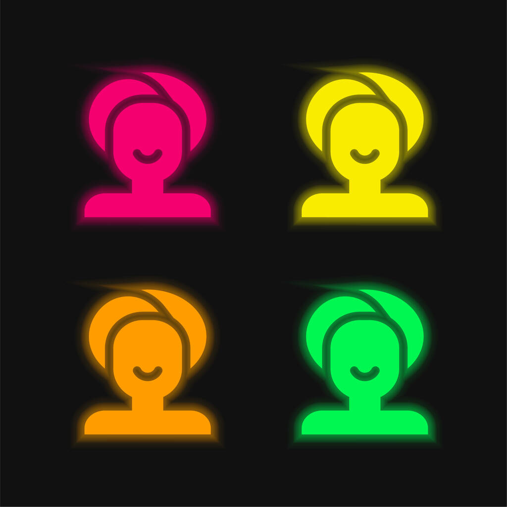 Salon de beauté quatre couleurs rougeoyantes icône vectorielle néon - Vecteur, image