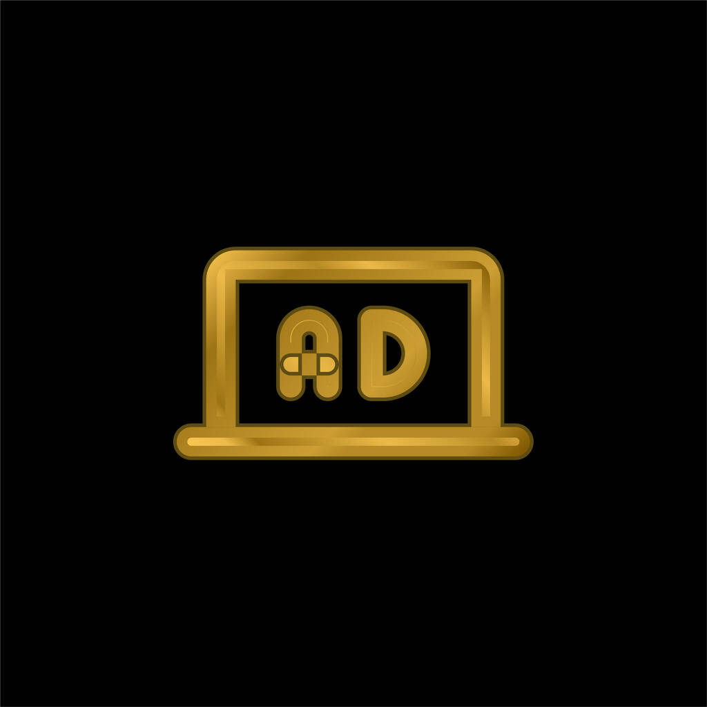 Ads gold plated metalic icon or logo vector - Vector, Image