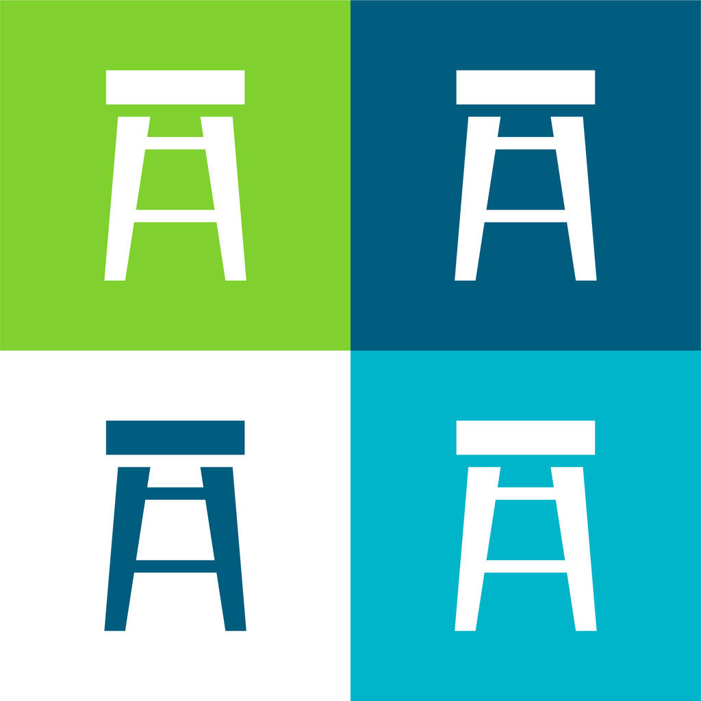 Taburete de bar Conjunto de iconos mínimo de cuatro colores - Vector, imagen