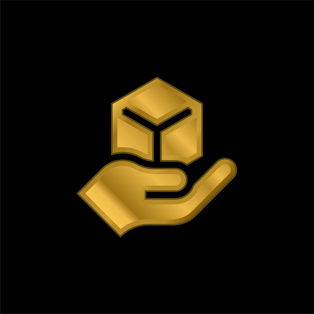 Caja chapado en oro icono metálico o logo vector - Vector, imagen