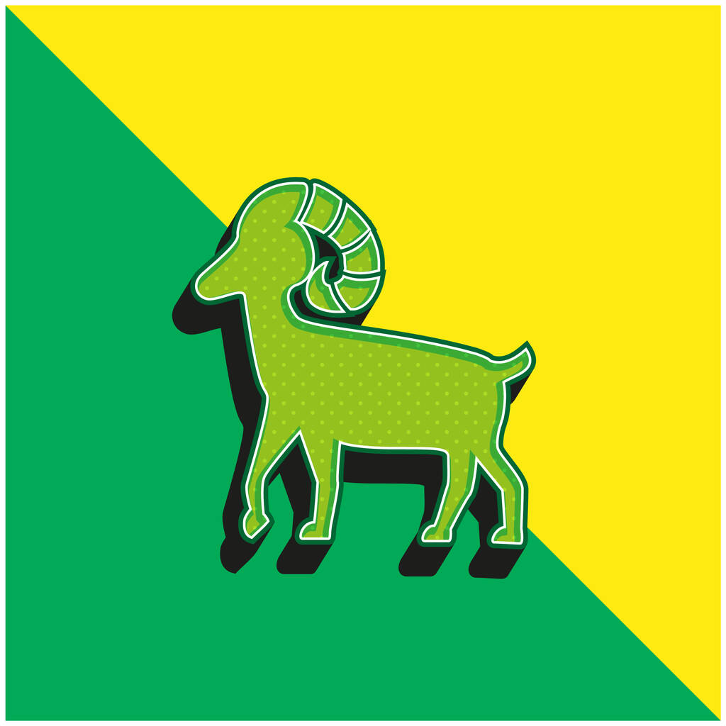 Κριός Πράσινο και κίτρινο σύγχρονο 3d διάνυσμα εικονίδιο λογότυπο - Διάνυσμα, εικόνα