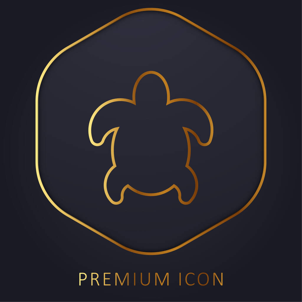 Gran tortuga línea dorada logotipo premium o icono - Vector, Imagen