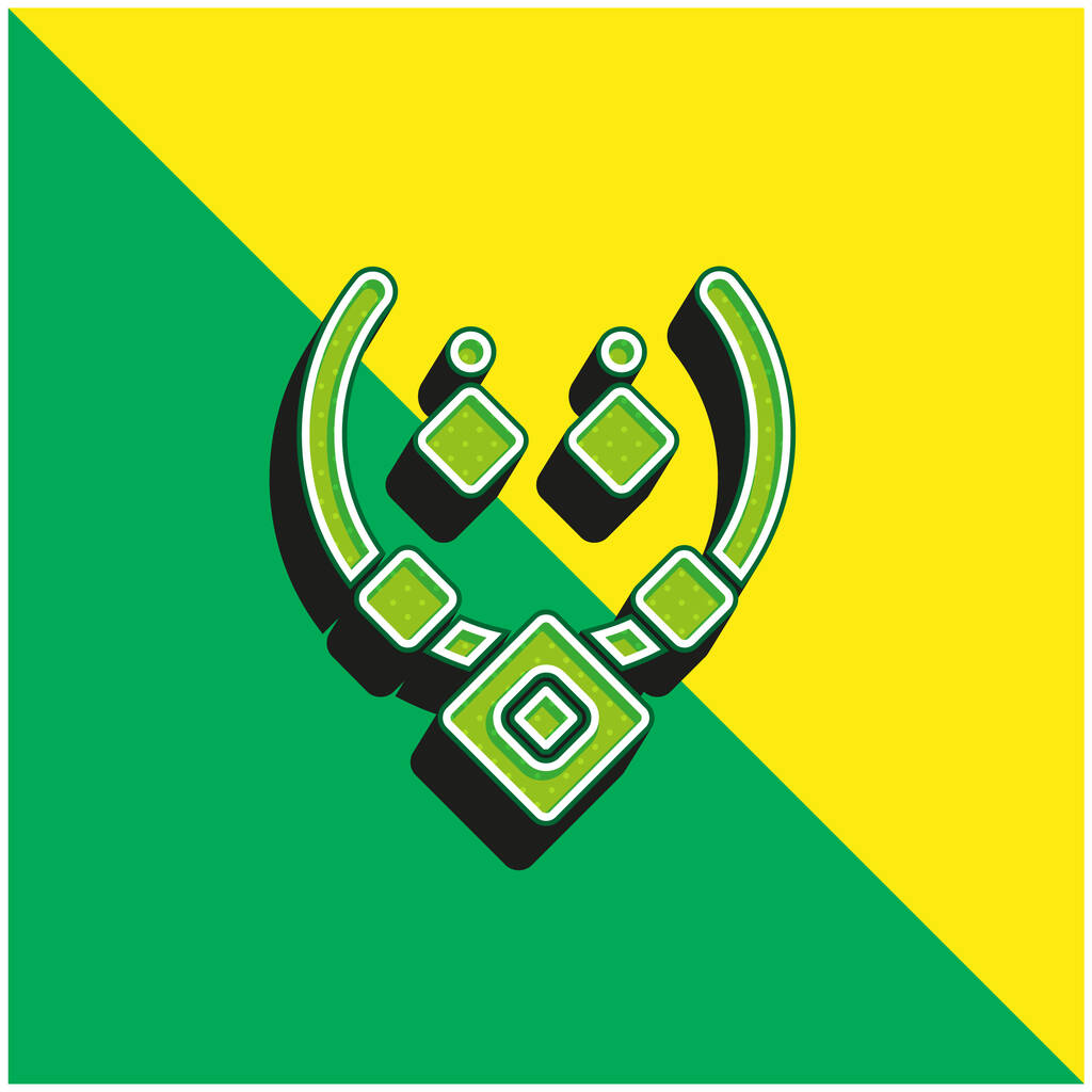 Azteekse ketting Groen en geel modern 3D vector icoon logo - Vector, afbeelding