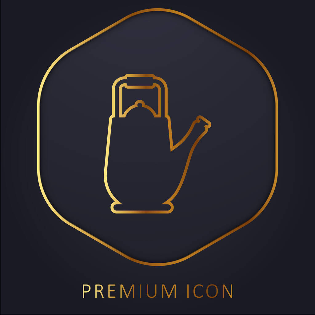 Tetera grande línea de oro logotipo premium o icono - Vector, Imagen