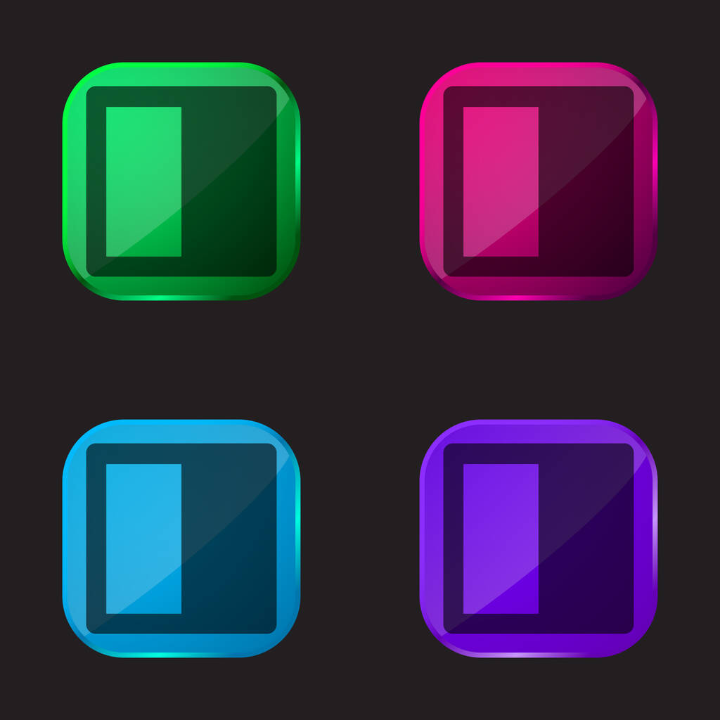 Bianco e nero quattro colori icona pulsante di vetro - Vettoriali, immagini