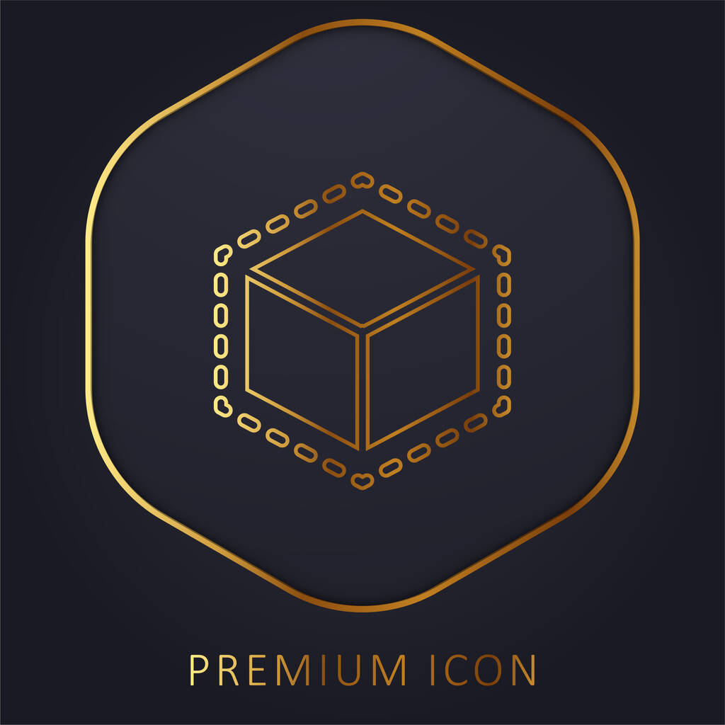 Impression 3D Cube ligne d'or logo premium ou icône - Vecteur, image