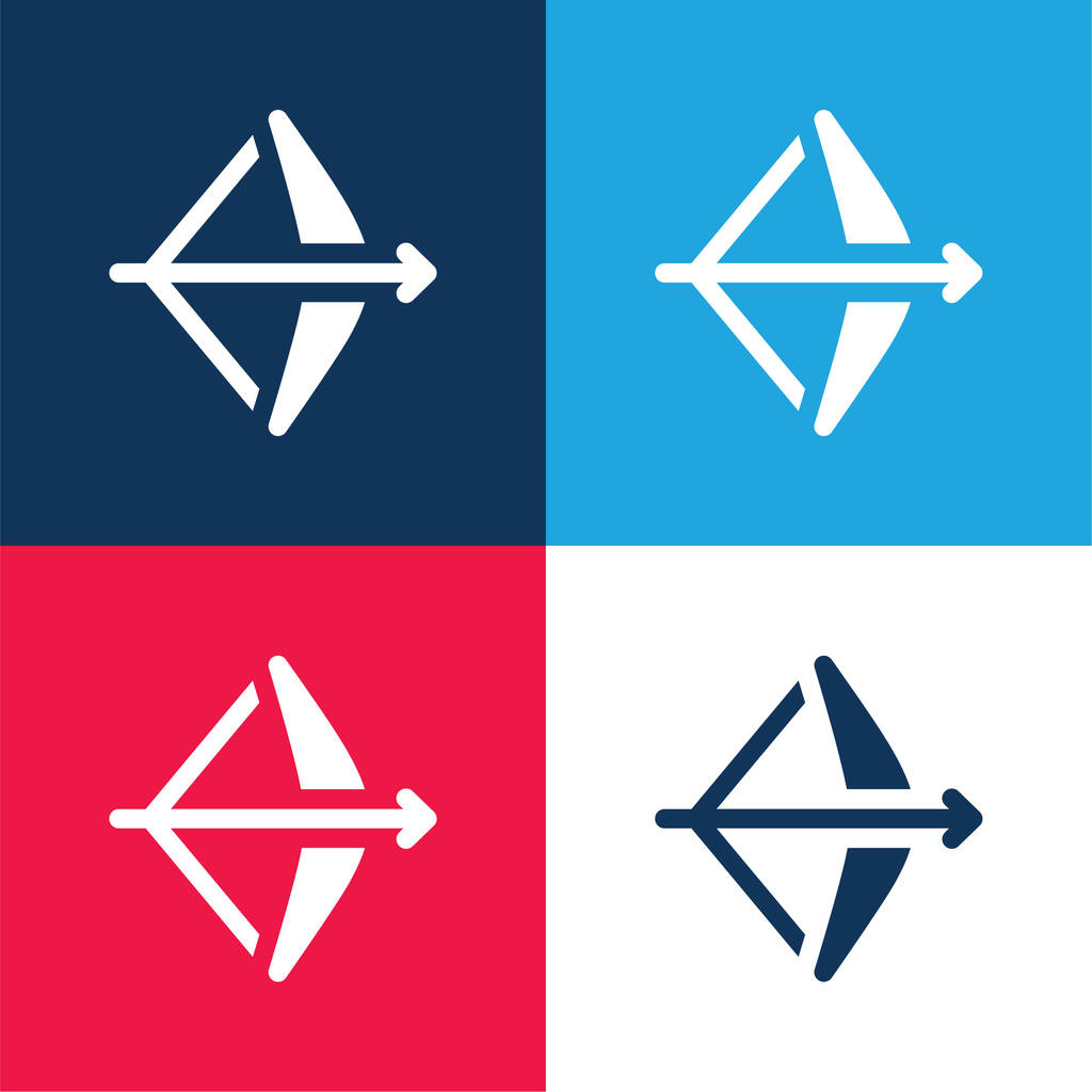 Bow modrá a červená čtyři barvy minimální ikona nastavena - Vektor, obrázek