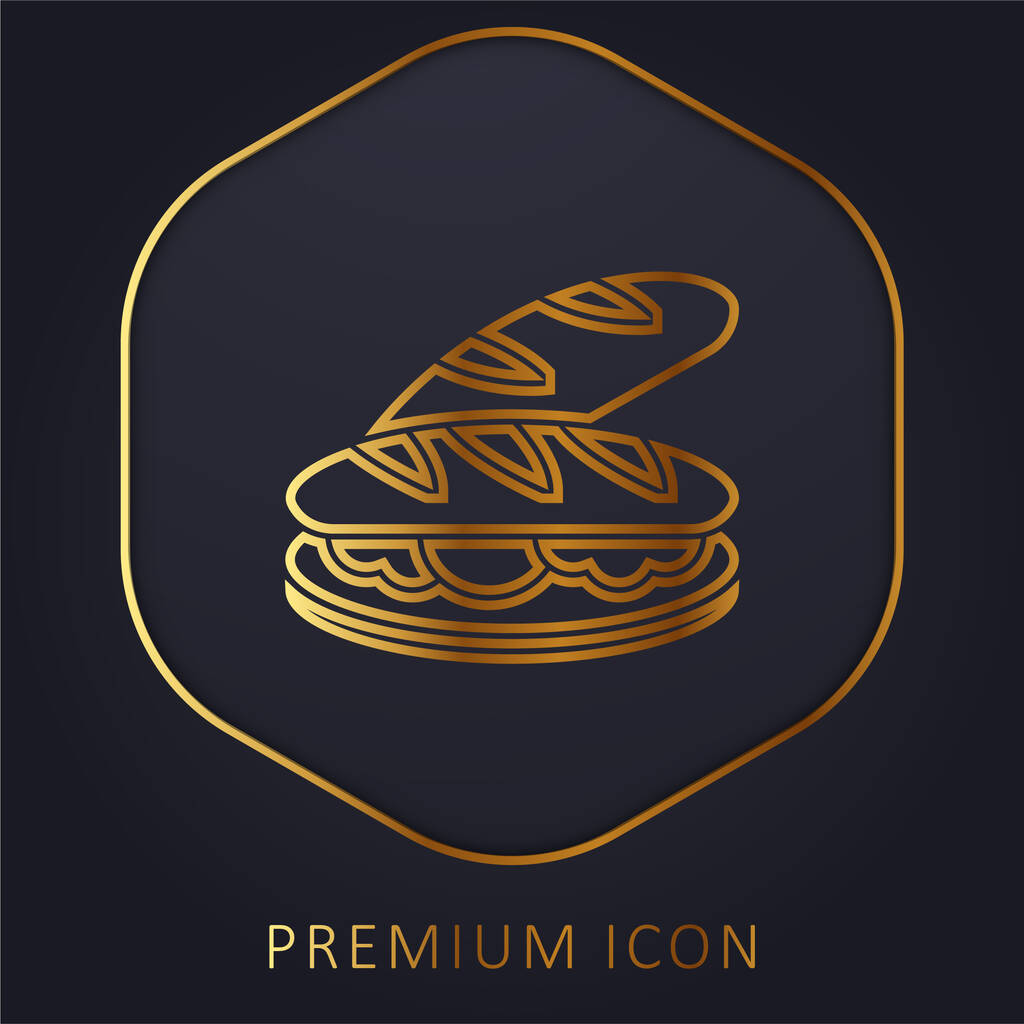 Baguette línea dorada logotipo premium o icono - Vector, Imagen