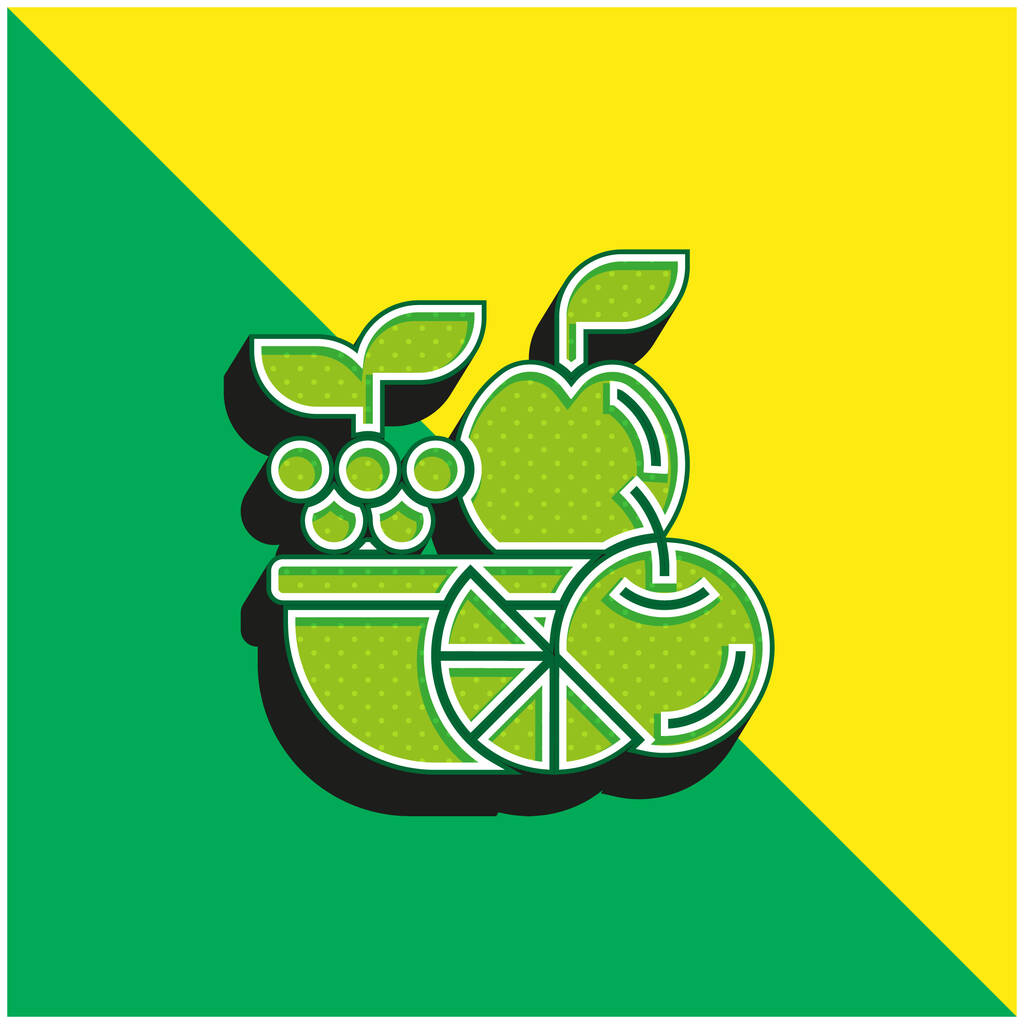 Καλάθι Πράσινο και κίτρινο σύγχρονο 3d διάνυσμα εικονίδιο λογότυπο - Διάνυσμα, εικόνα