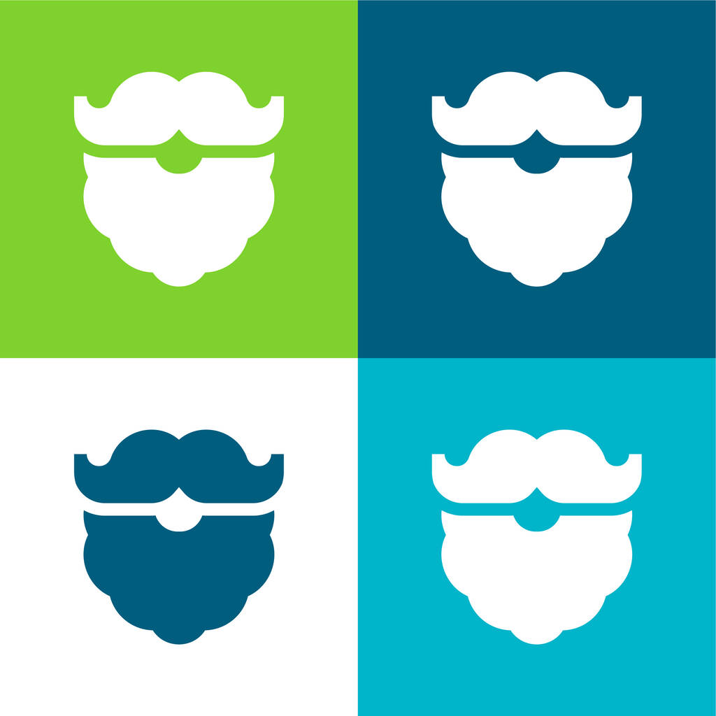 Conjunto de ícones mínimos de quatro cores barba plana - Vetor, Imagem