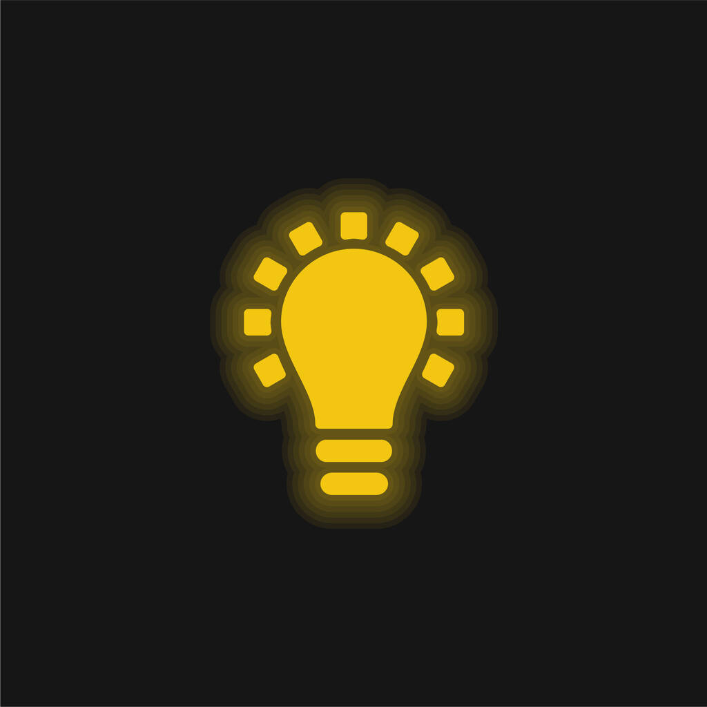Zwarte gloeilamp Symbool geel gloeiend neon icoon - Vector, afbeelding