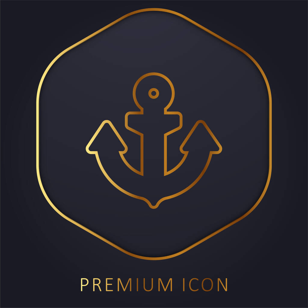 Anchor golden line premium logo or icon - Vector, Image