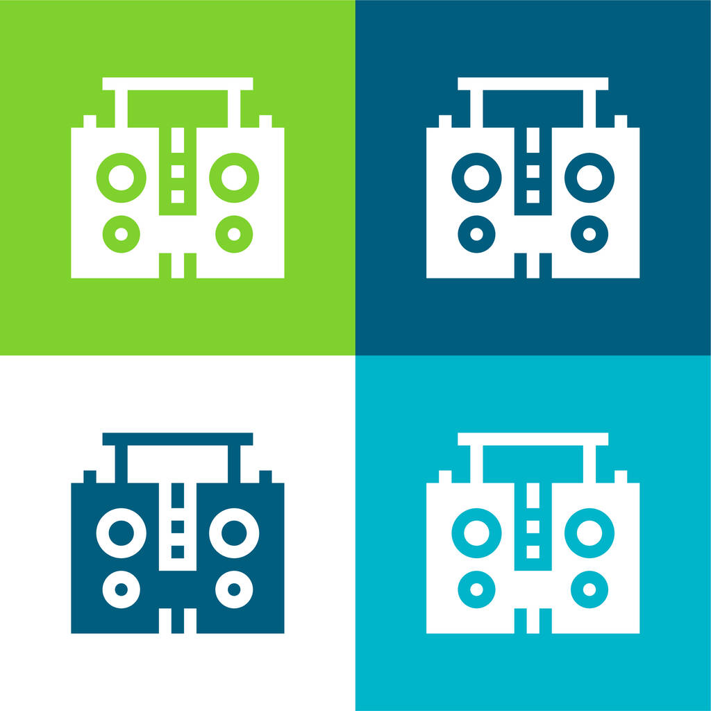 Boombox Flat conjunto de iconos mínimos de cuatro colores - Vector, imagen