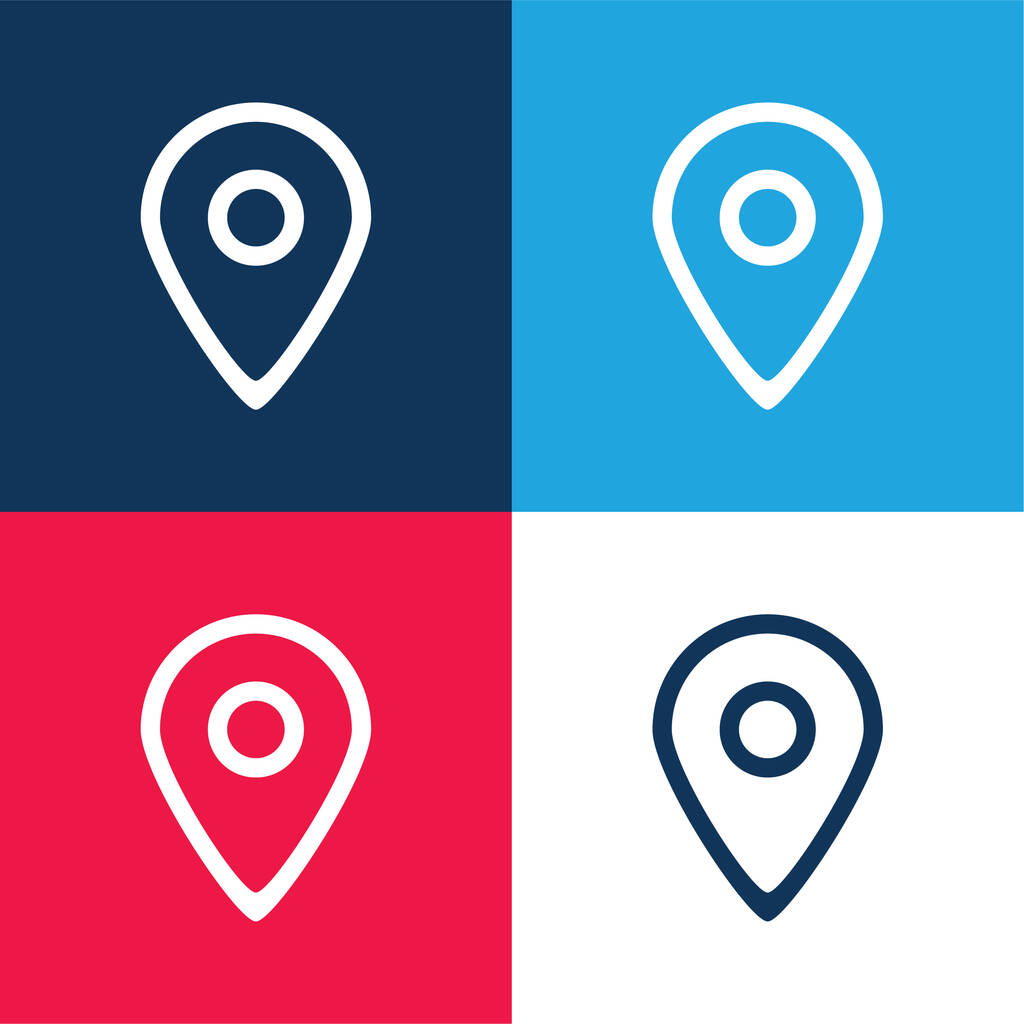 Big Map Segnaposto delineato Simbolo di interfaccia blu e rosso quattro set icona minimale colore - Vettoriali, immagini